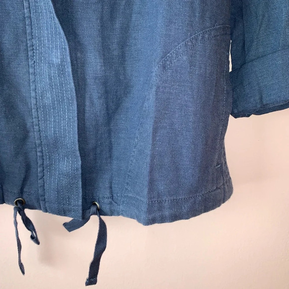 Style & Co. NWT Blue Linen Blend Utility Full Zip Jacket Small Women’s - Picture 6 of 12